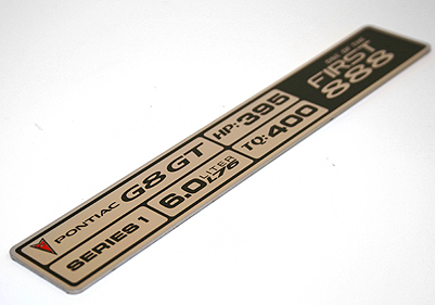 G8 engine build plaque