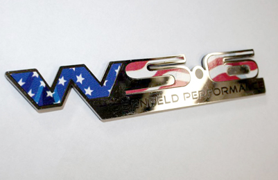 stainless steel custom ws6 emblem with usa military flag design